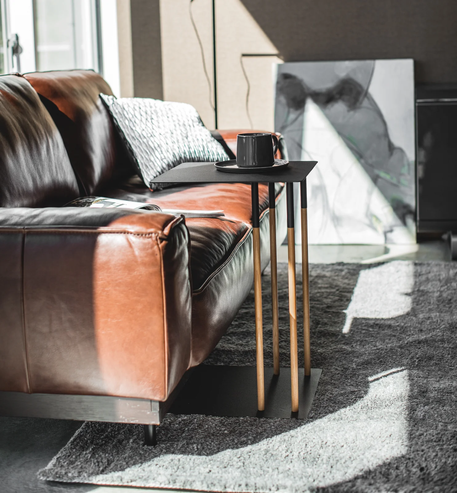 C Side Table (22" H)  - Steel + Wood - Image 6