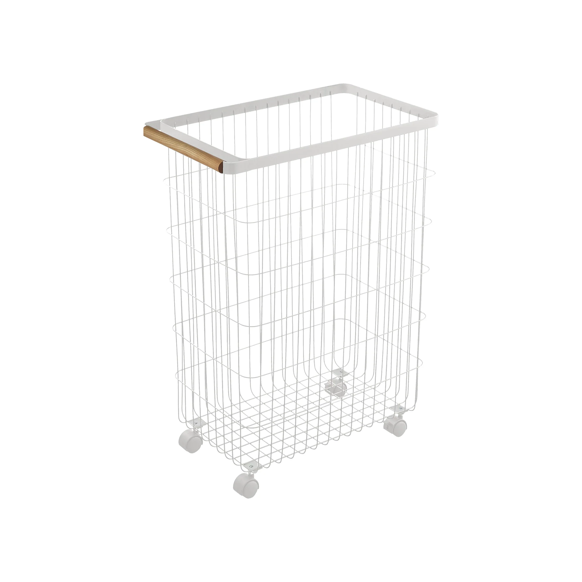 Rolling Wire Basket (24" H) - Steel + Wood - Image 3