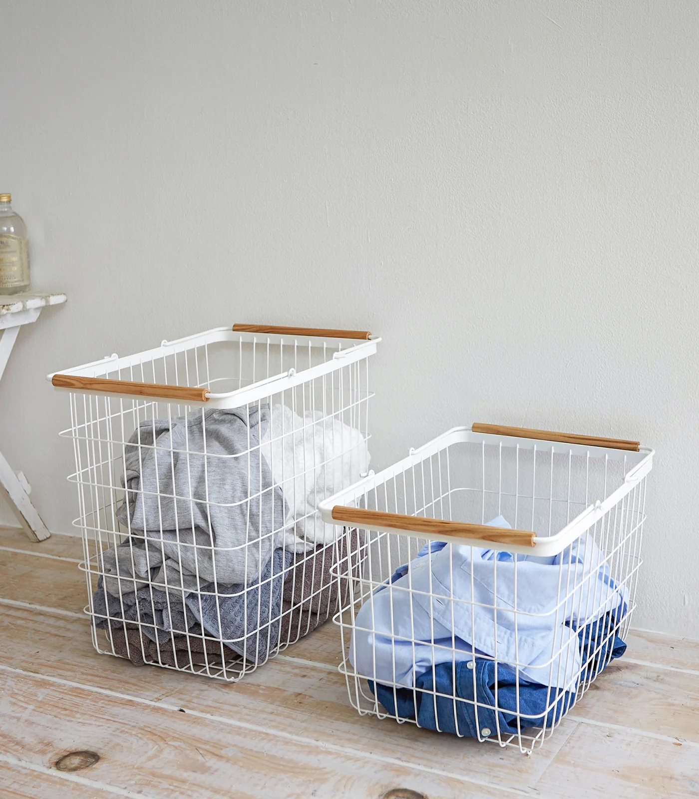 Wire Basket - Two Sizes - Steel + Wood - Image 4