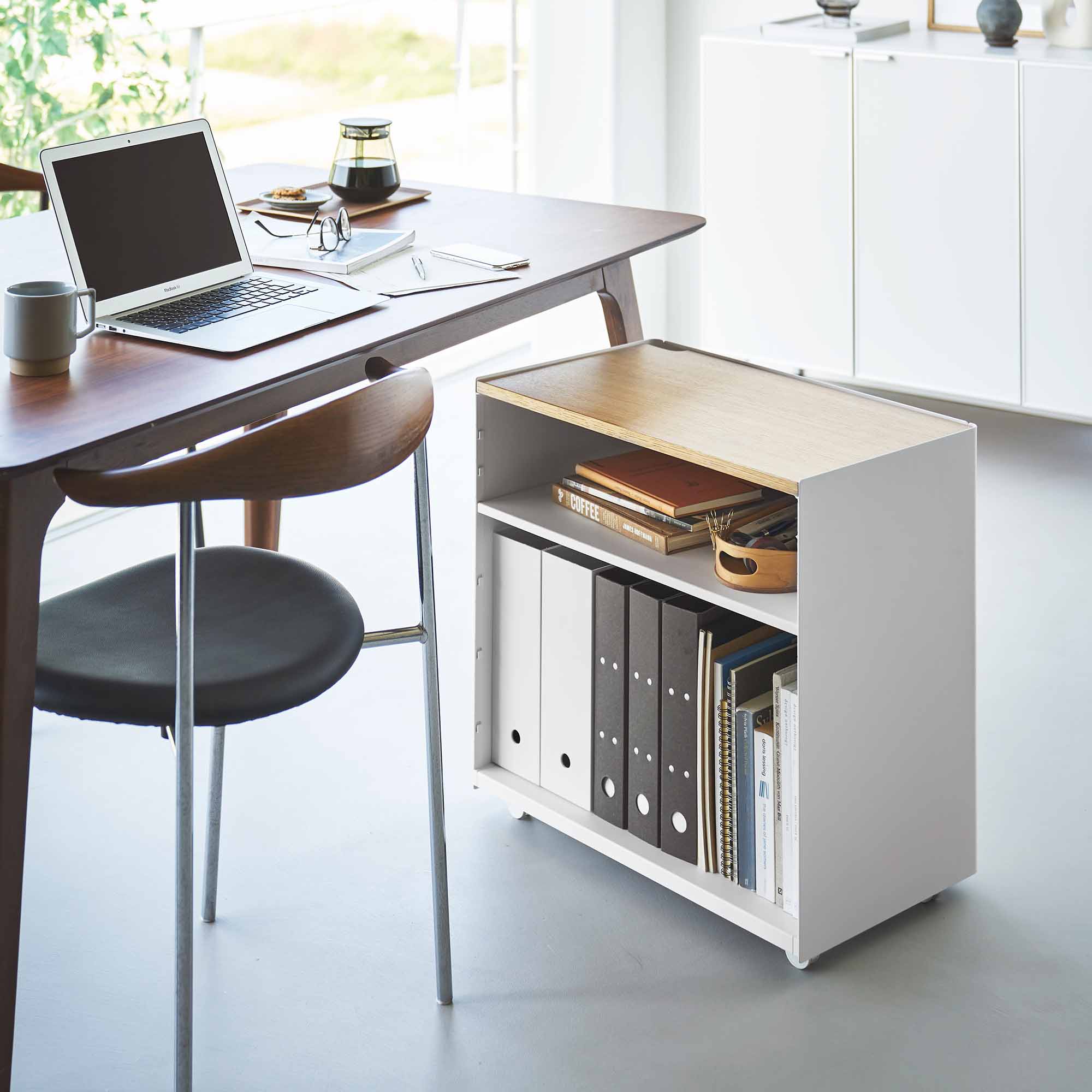 Mobile Hideaway Storage Cart (23" H) - Steel + Wood - Image 3
