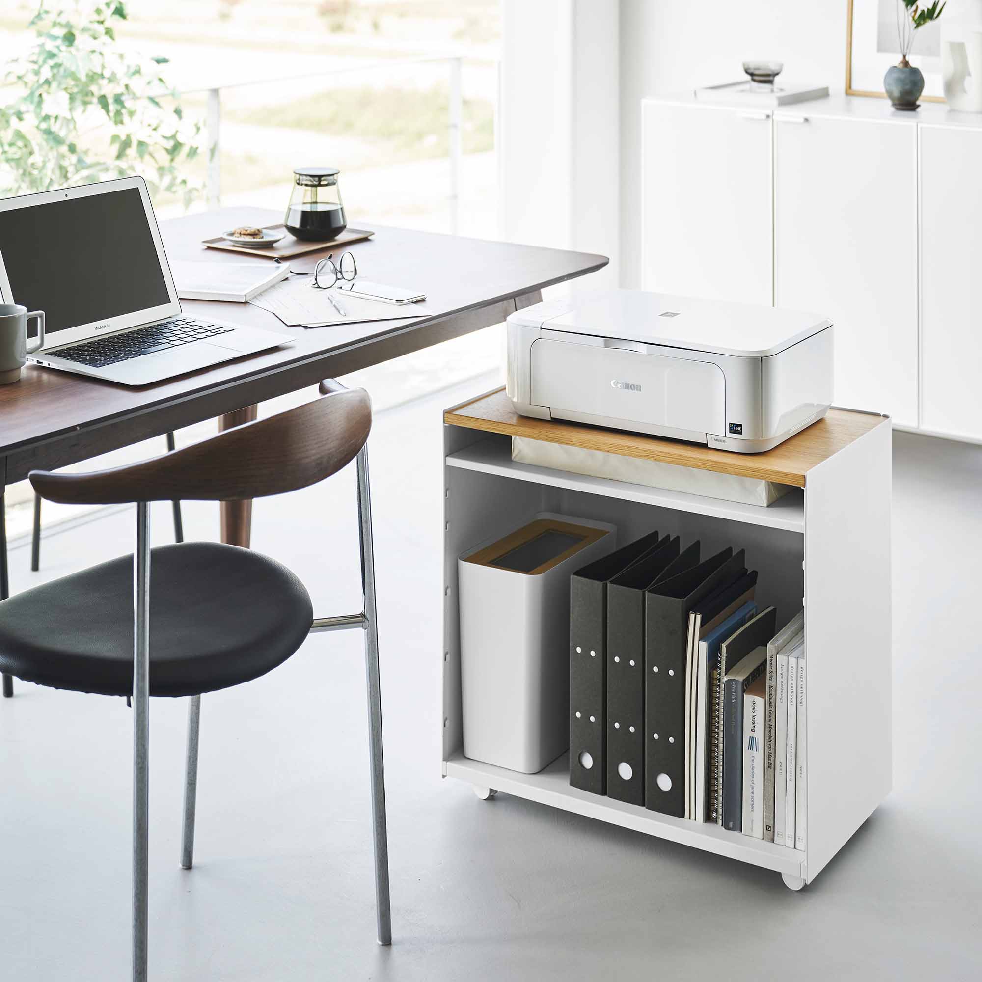 Mobile Hideaway Storage Cart (23" H) - Steel + Wood - Image 4