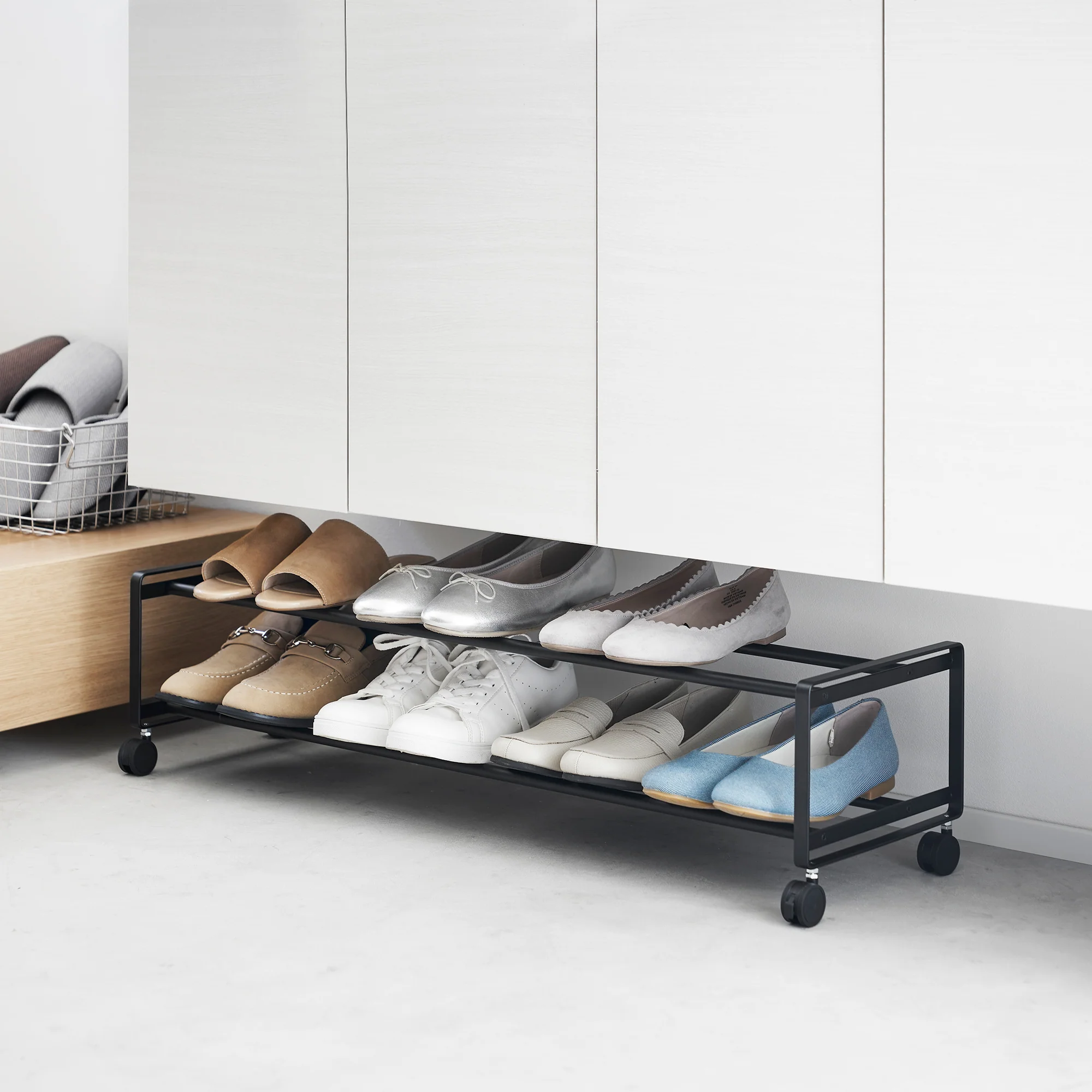 Two-Tier Rolling Shoe Rack (" H) - Steel - Image 11