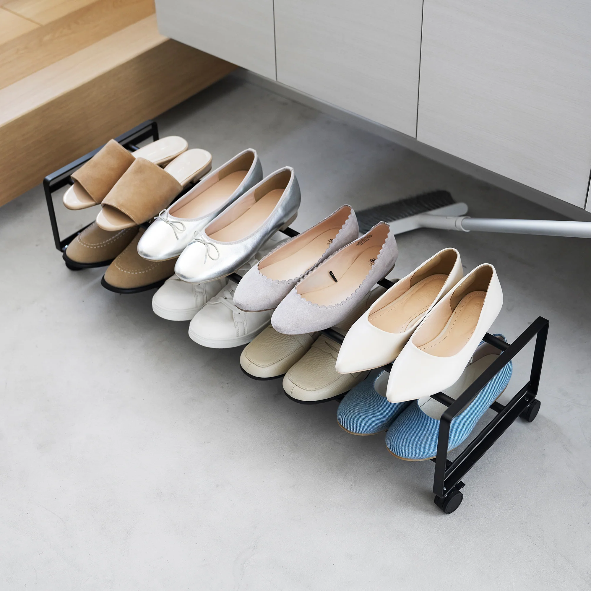 Two-Tier Rolling Shoe Rack (" H) - Steel - Image 12