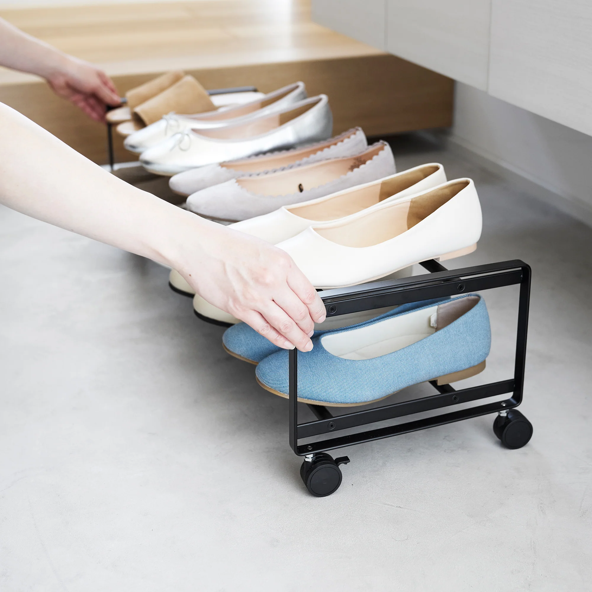 Two-Tier Rolling Shoe Rack (" H) - Steel - Image 14