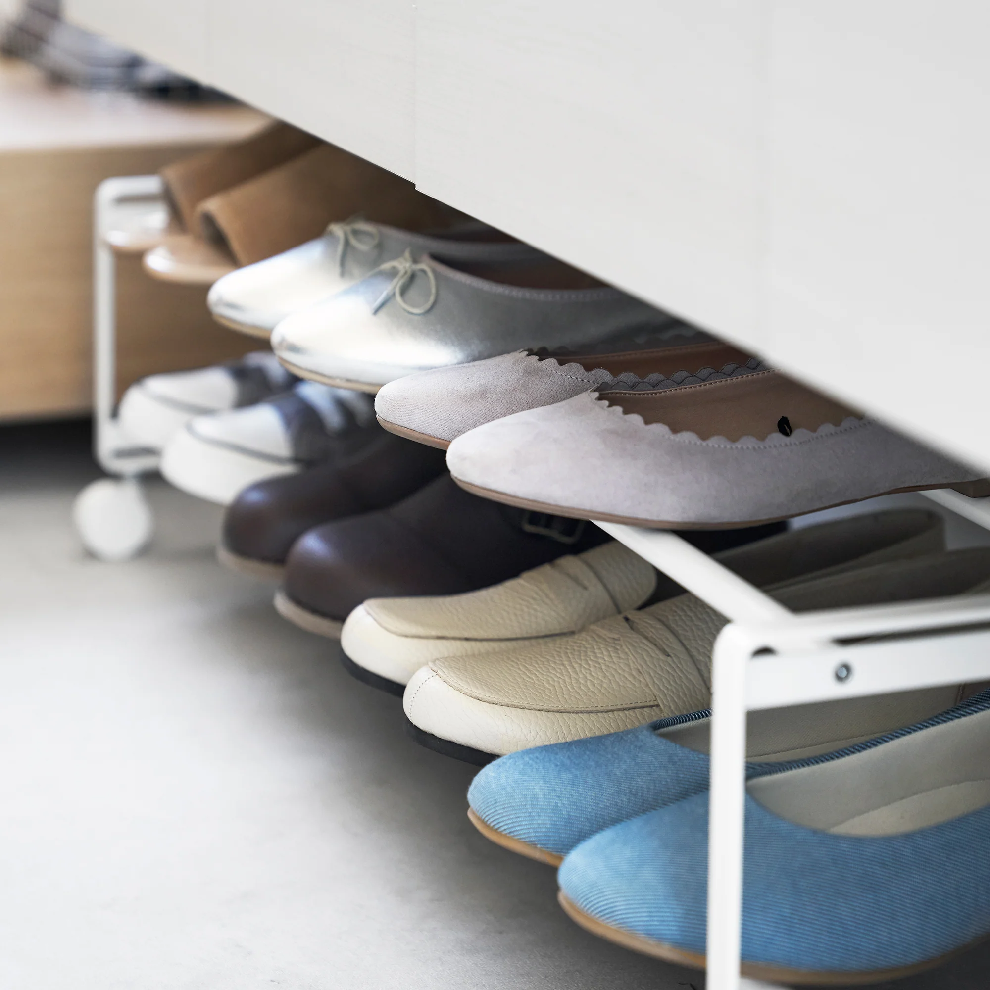 Two-Tier Rolling Shoe Rack (" H) - Steel - Image 5