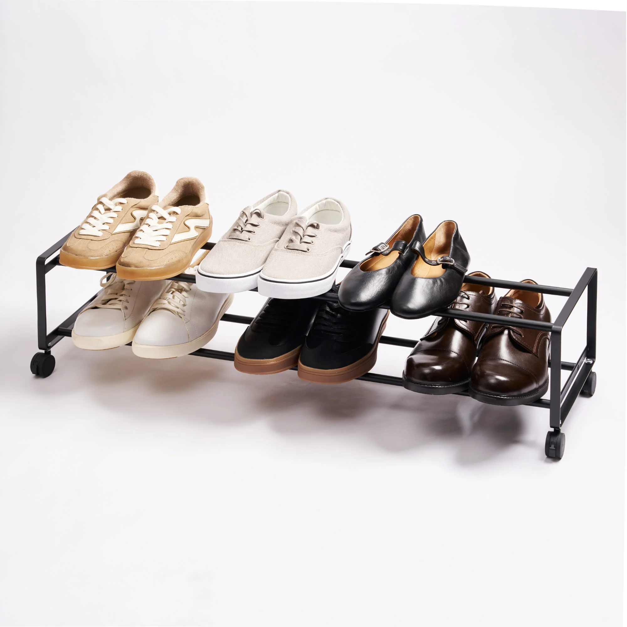 Two-Tier Rolling Shoe Rack (" H) - Steel - Image 9