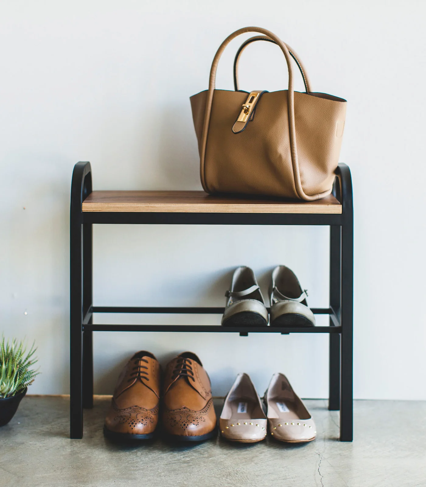 Shoe Organizer & Bench (18" H) - Steel + Wood - Image 11