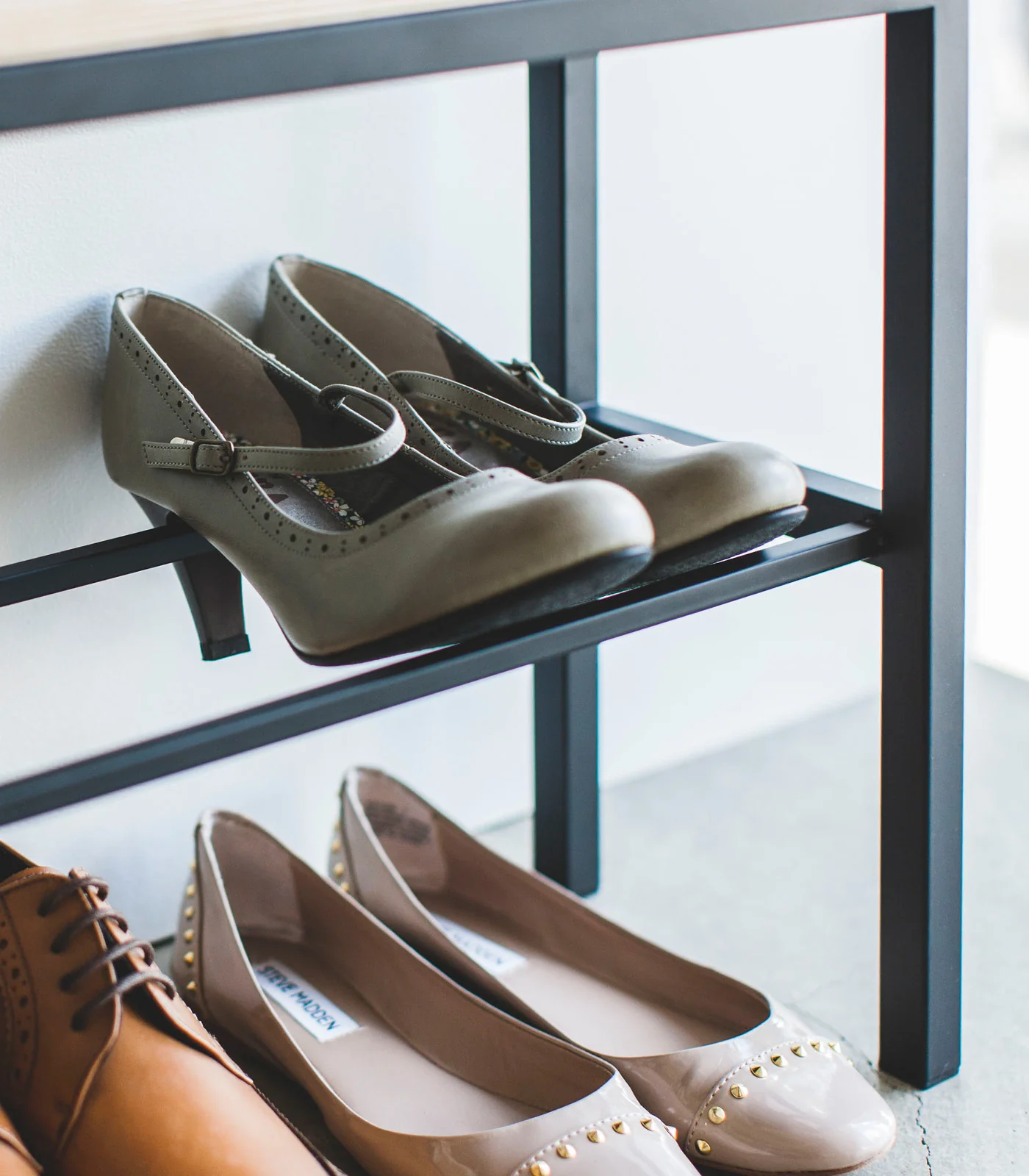 Shoe Organizer & Bench (18" H) - Steel + Wood - Image 15